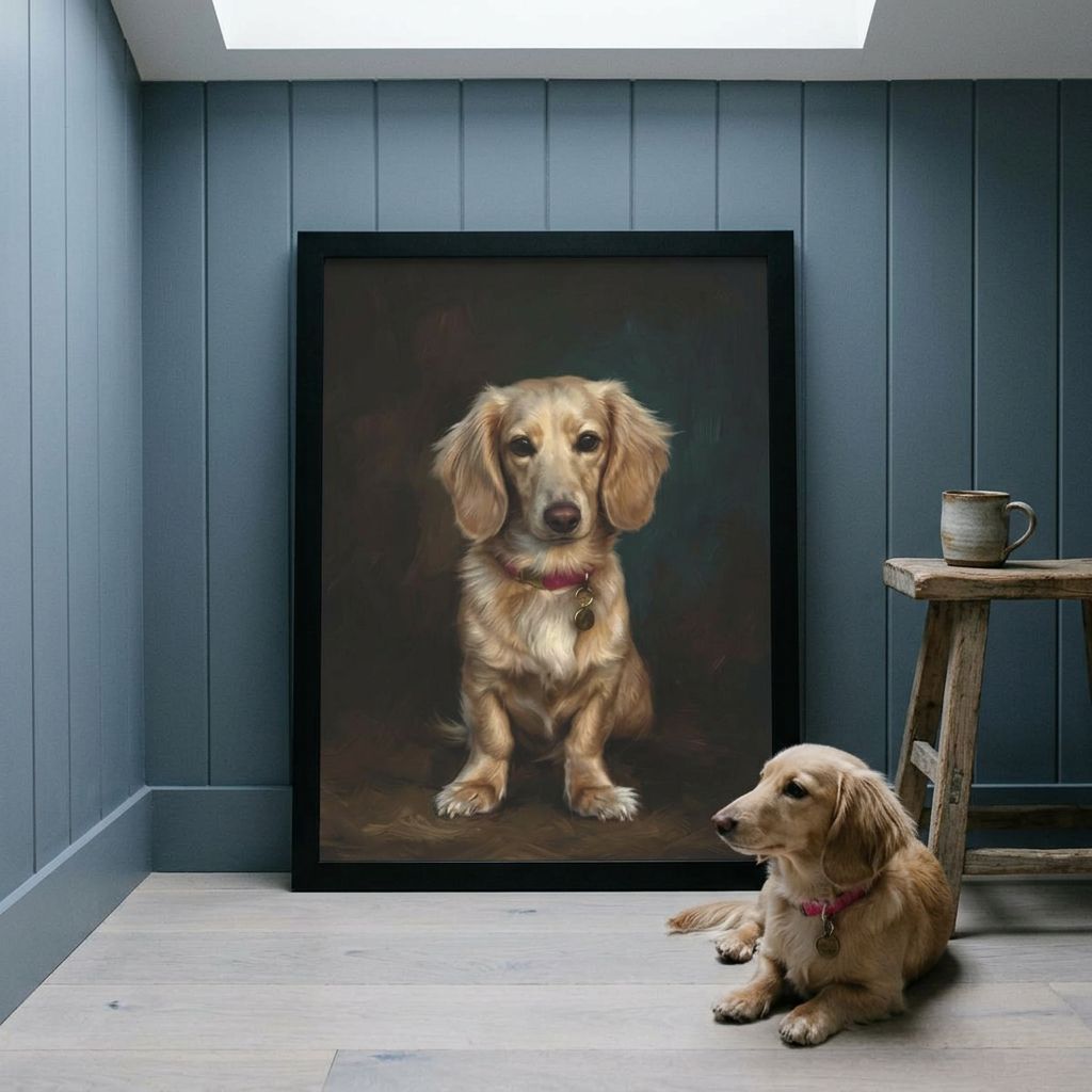 A custom portrait printed as a framed poster.