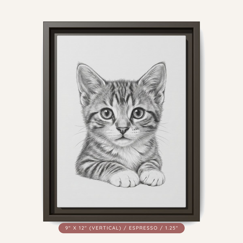 Custom Graphite Portrait from Photo, Framed Matte Canvas — view 2