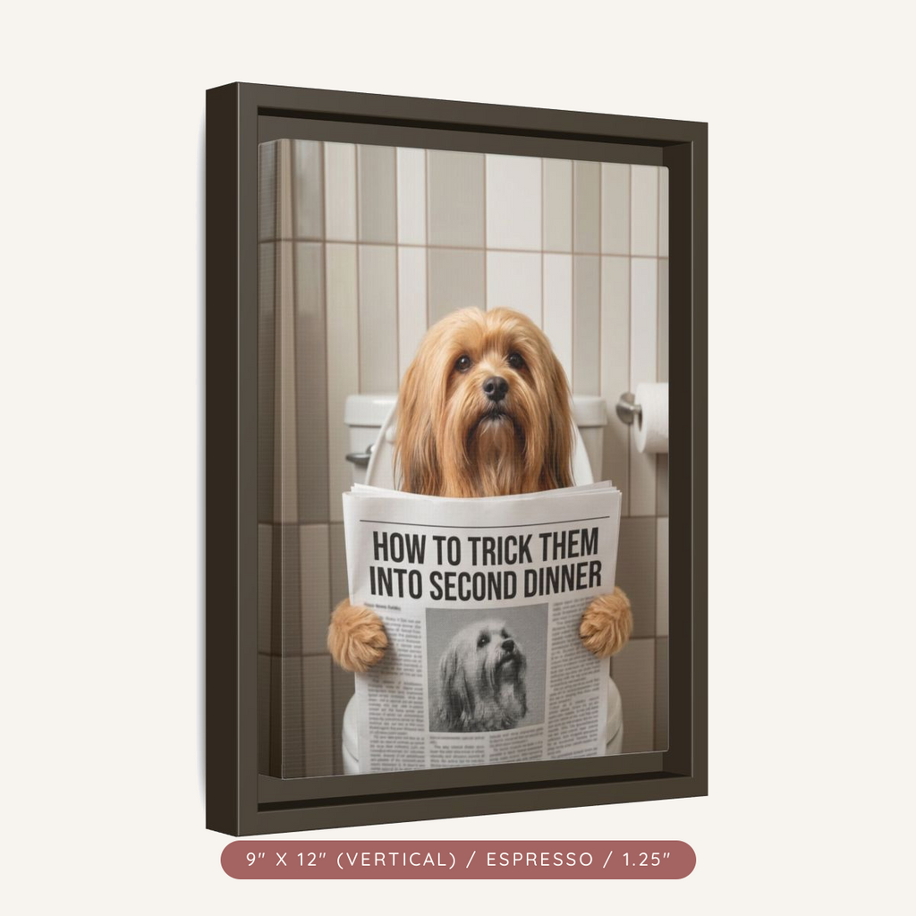Custom Pet Portrait on Matte Canvas, Framed — The Bathroom Reader — view 6
