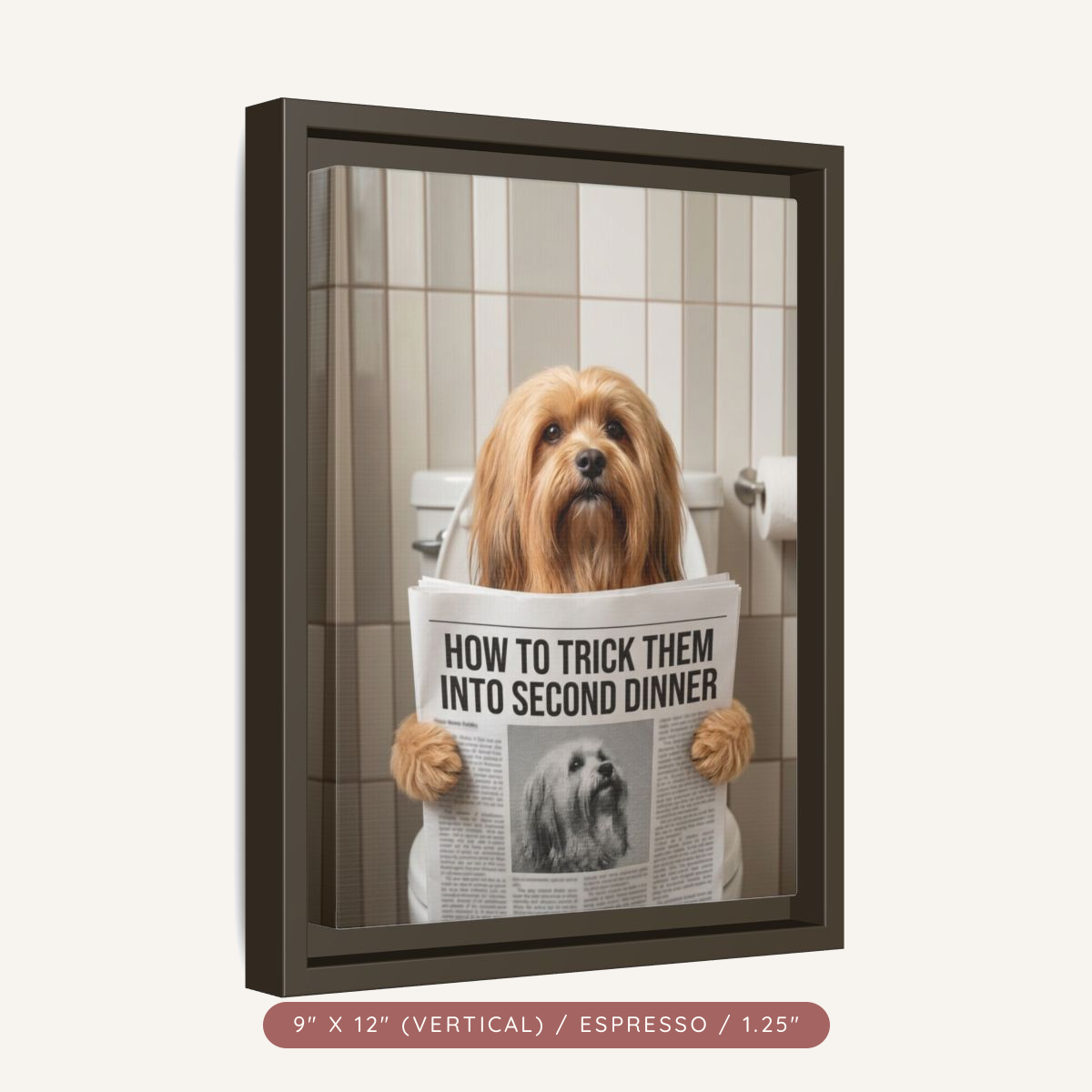 Custom Pet Portrait on Matte Canvas, Framed — The Bathroom Reader — view 6