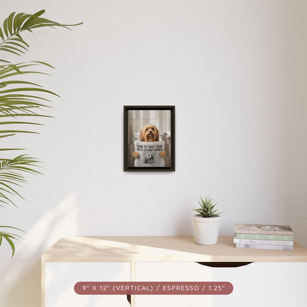 Custom Pet Portrait on Matte Canvas, Framed — The Bathroom Reader — view 10