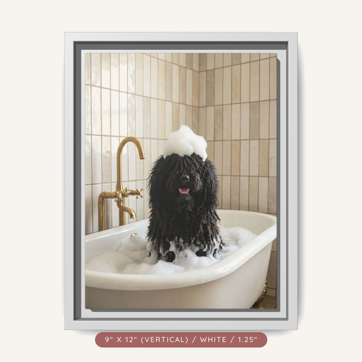 Custom Bath Portrait, Framed Matte Canvas — Bubble Bath Bliss — view 5