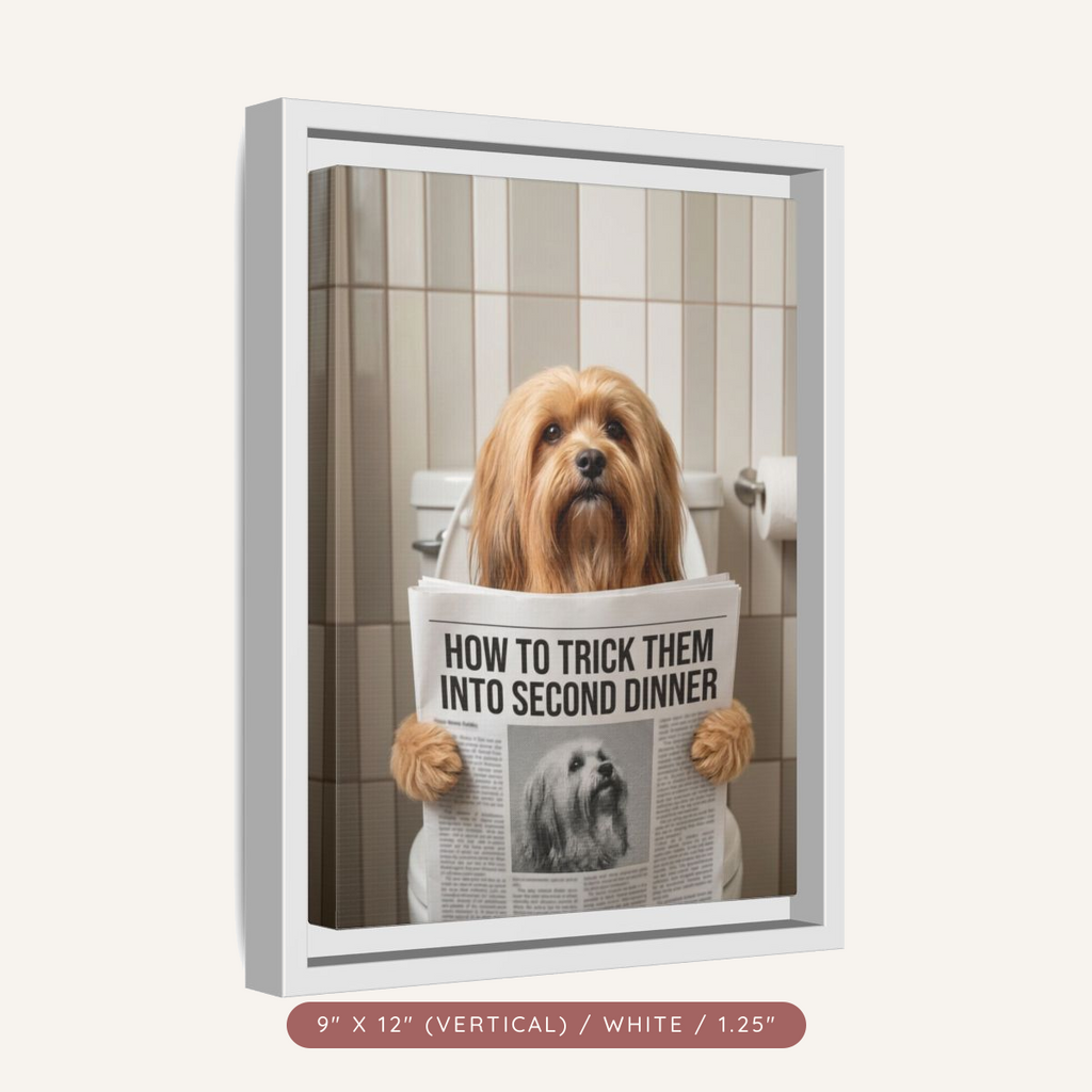 Custom Pet Portrait on Matte Canvas, Framed — The Bathroom Reader — view 9