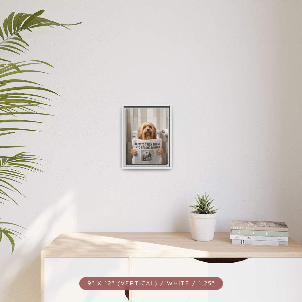 Custom Pet Portrait on Matte Canvas, Framed — The Bathroom Reader — view 13