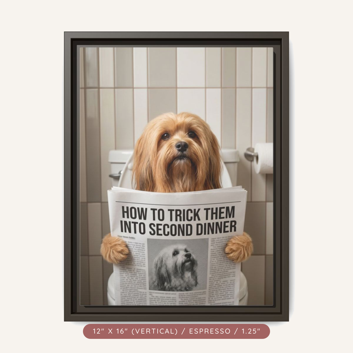 Custom Pet Portrait on Matte Canvas, Framed — The Bathroom Reader — view 20