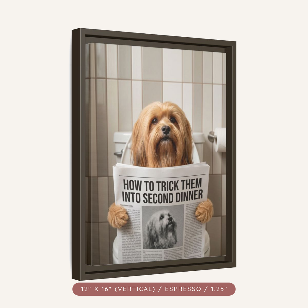 Custom Pet Portrait on Matte Canvas, Framed — The Bathroom Reader — view 24