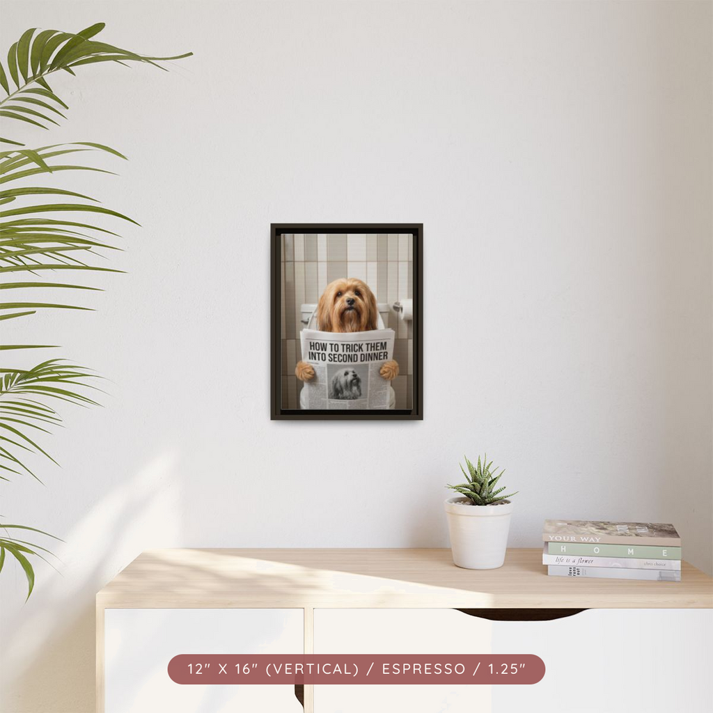 Custom Pet Portrait on Matte Canvas, Framed — The Bathroom Reader — view 28