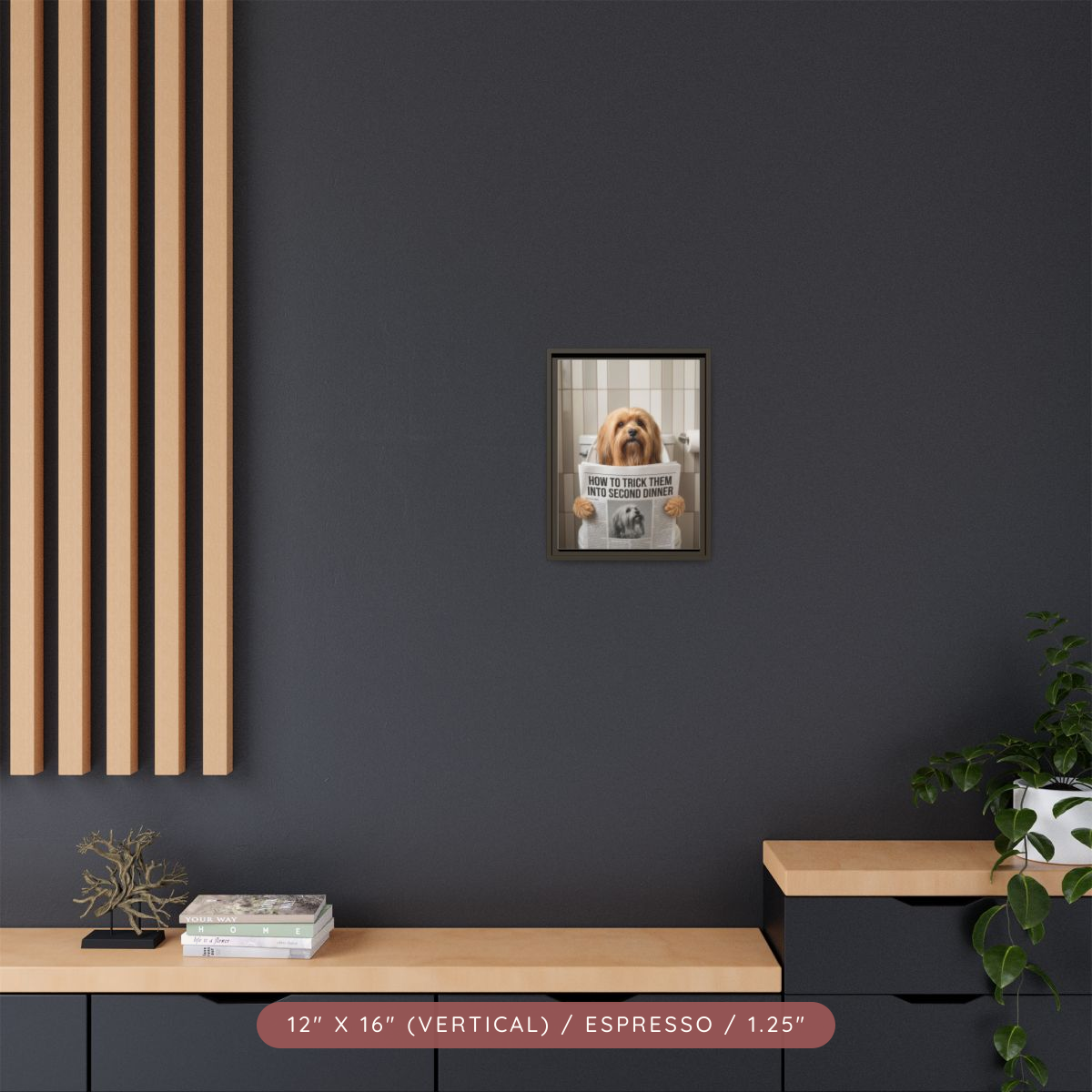 Custom Pet Portrait on Matte Canvas, Framed — The Bathroom Reader — view 32