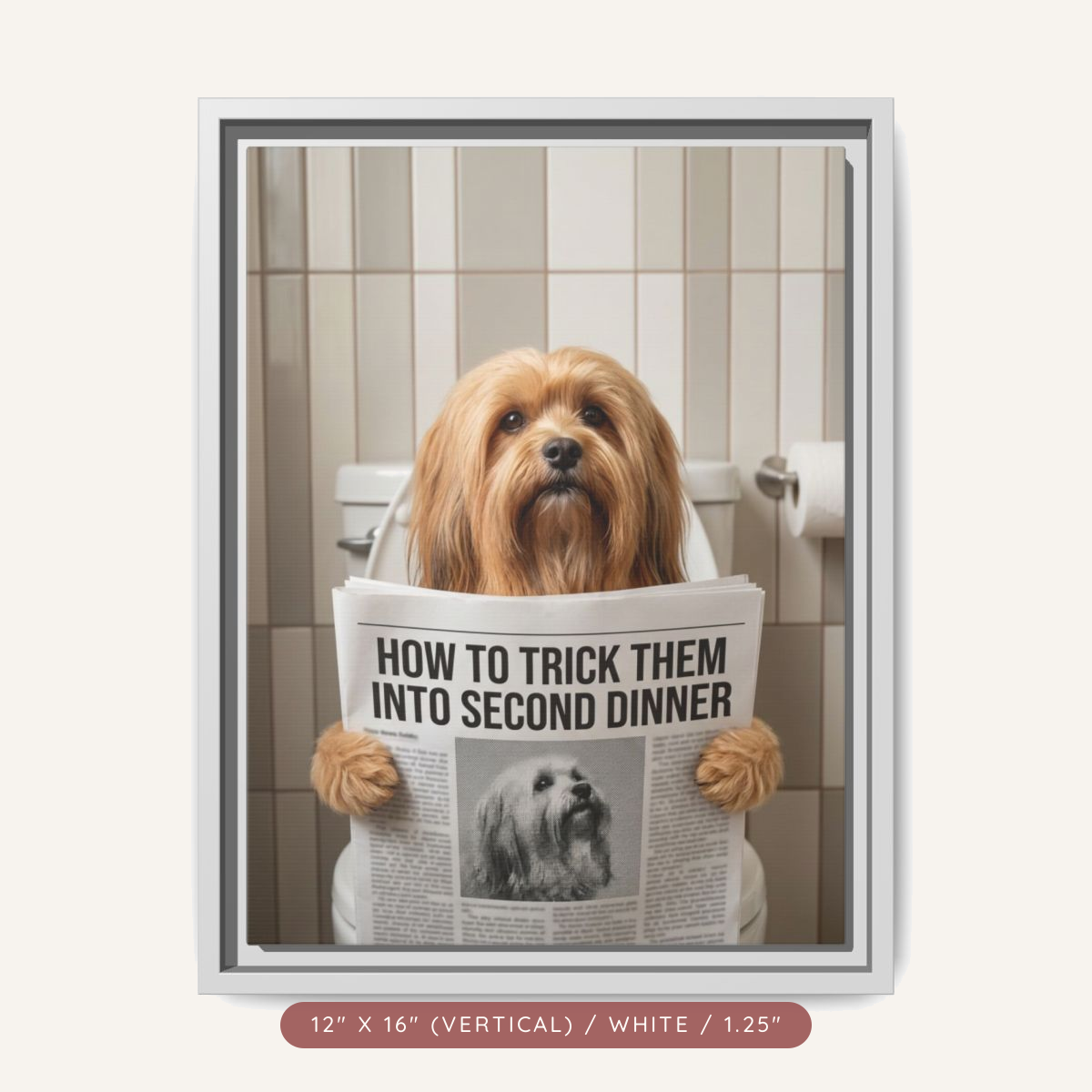 Custom Pet Portrait on Matte Canvas, Framed — The Bathroom Reader — view 18