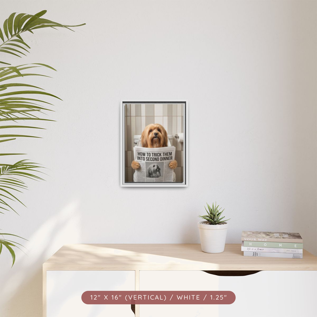 Custom Pet Portrait on Matte Canvas, Framed — The Bathroom Reader — view 26
