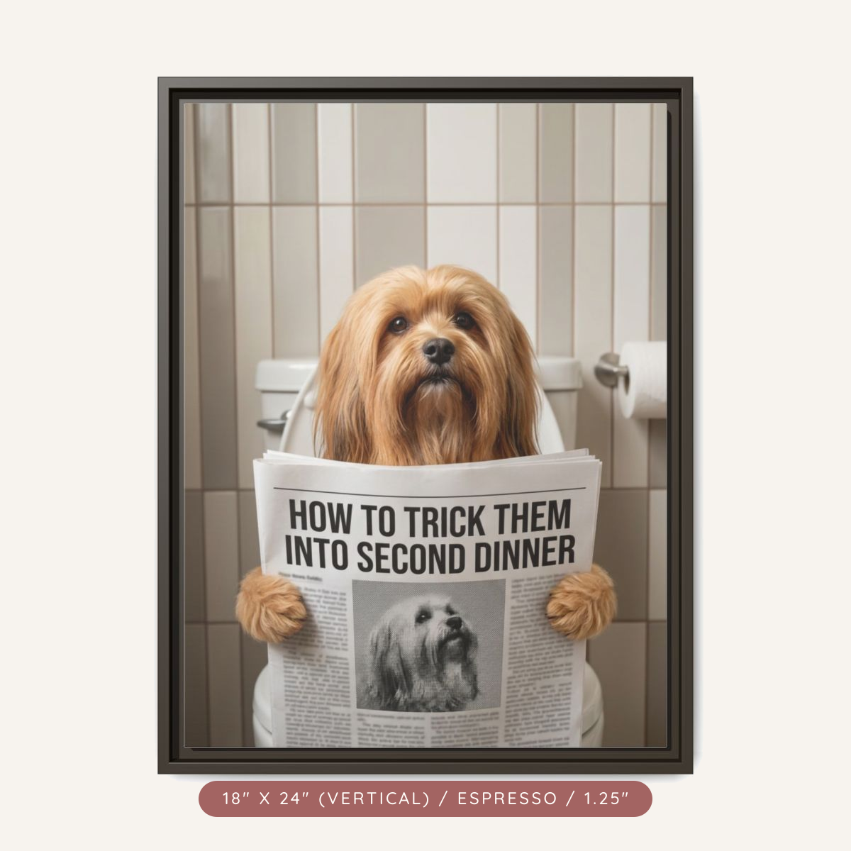 Custom Pet Portrait on Matte Canvas, Framed — The Bathroom Reader — view 35
