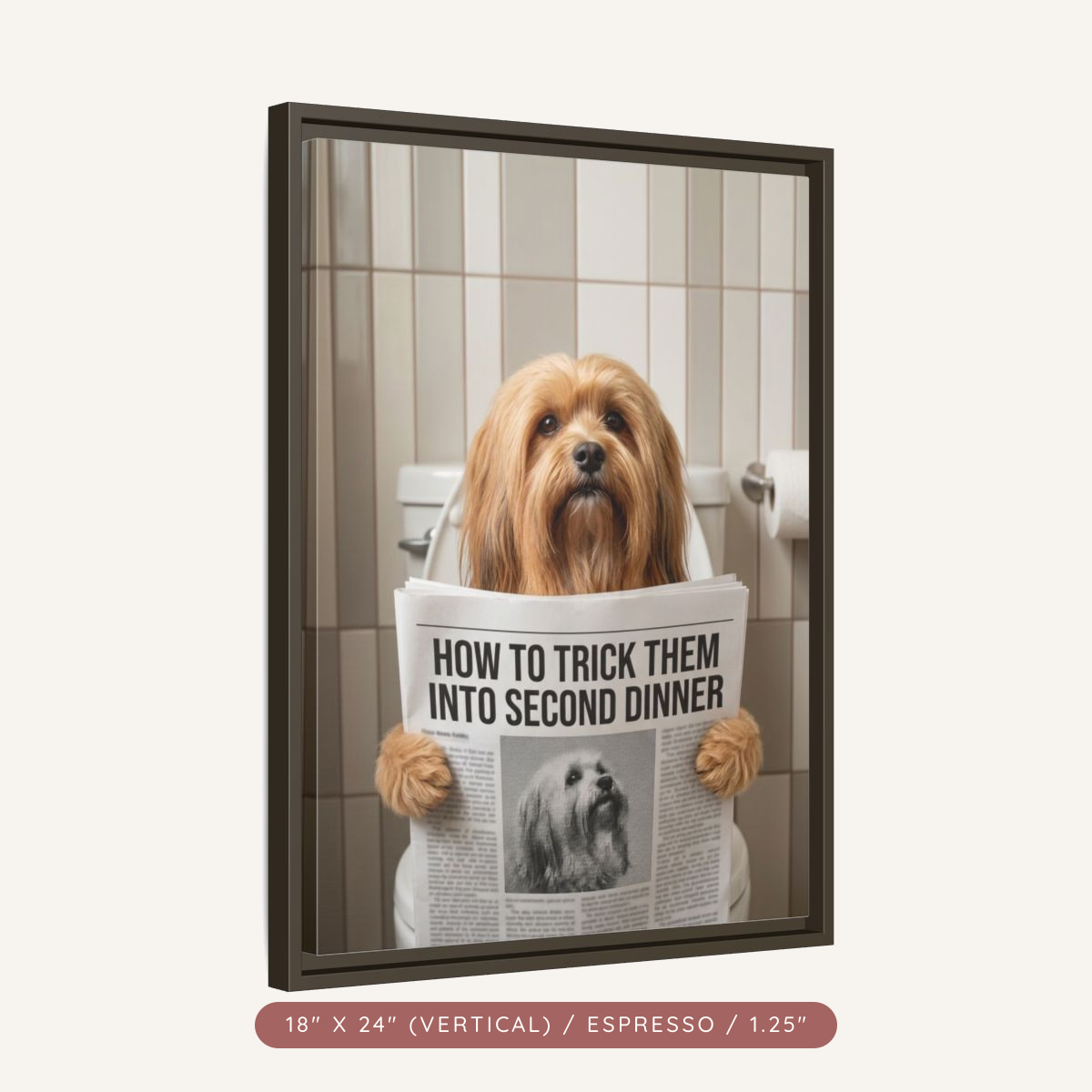 Custom Pet Portrait on Matte Canvas, Framed — The Bathroom Reader — view 39