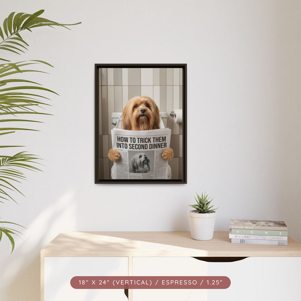 Custom Pet Portrait on Matte Canvas, Framed — The Bathroom Reader — view 43