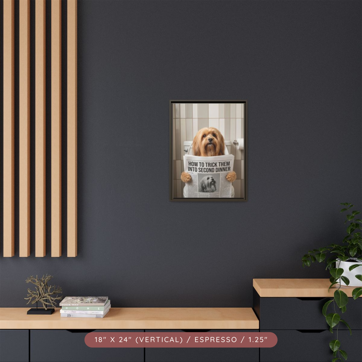 Custom Pet Portrait on Matte Canvas, Framed — The Bathroom Reader — view 47