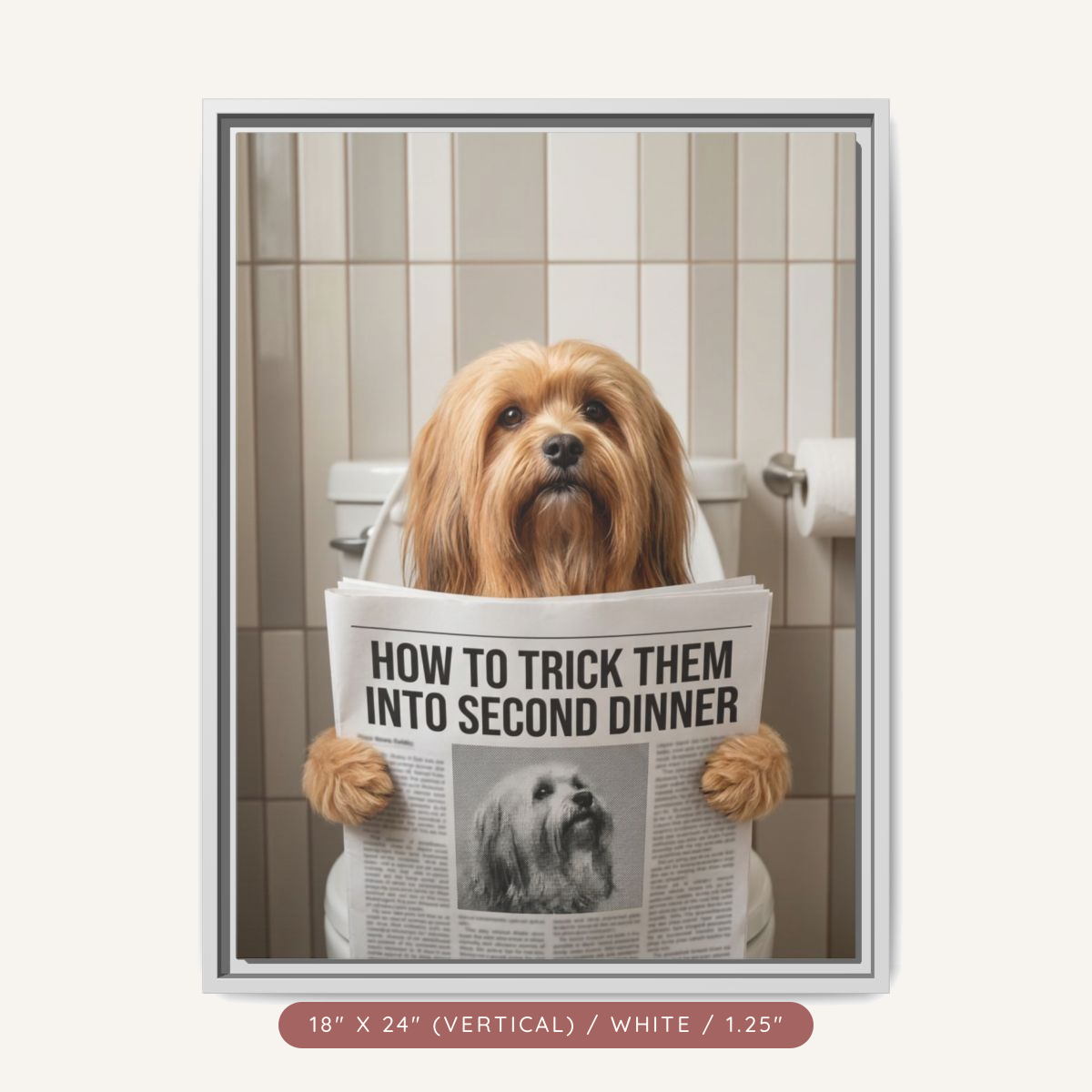 Custom Pet Portrait on Matte Canvas, Framed — The Bathroom Reader — view 37