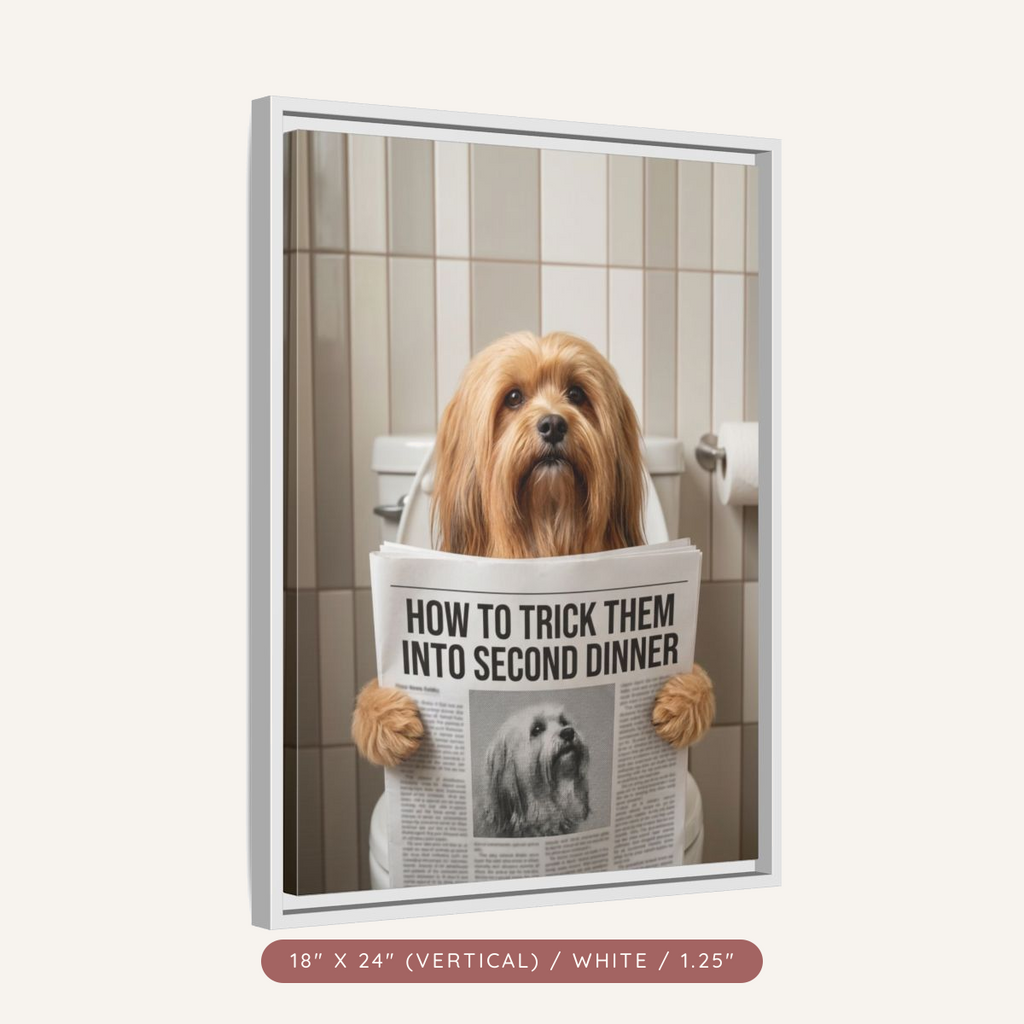 Custom Pet Portrait on Matte Canvas, Framed — The Bathroom Reader — view 41