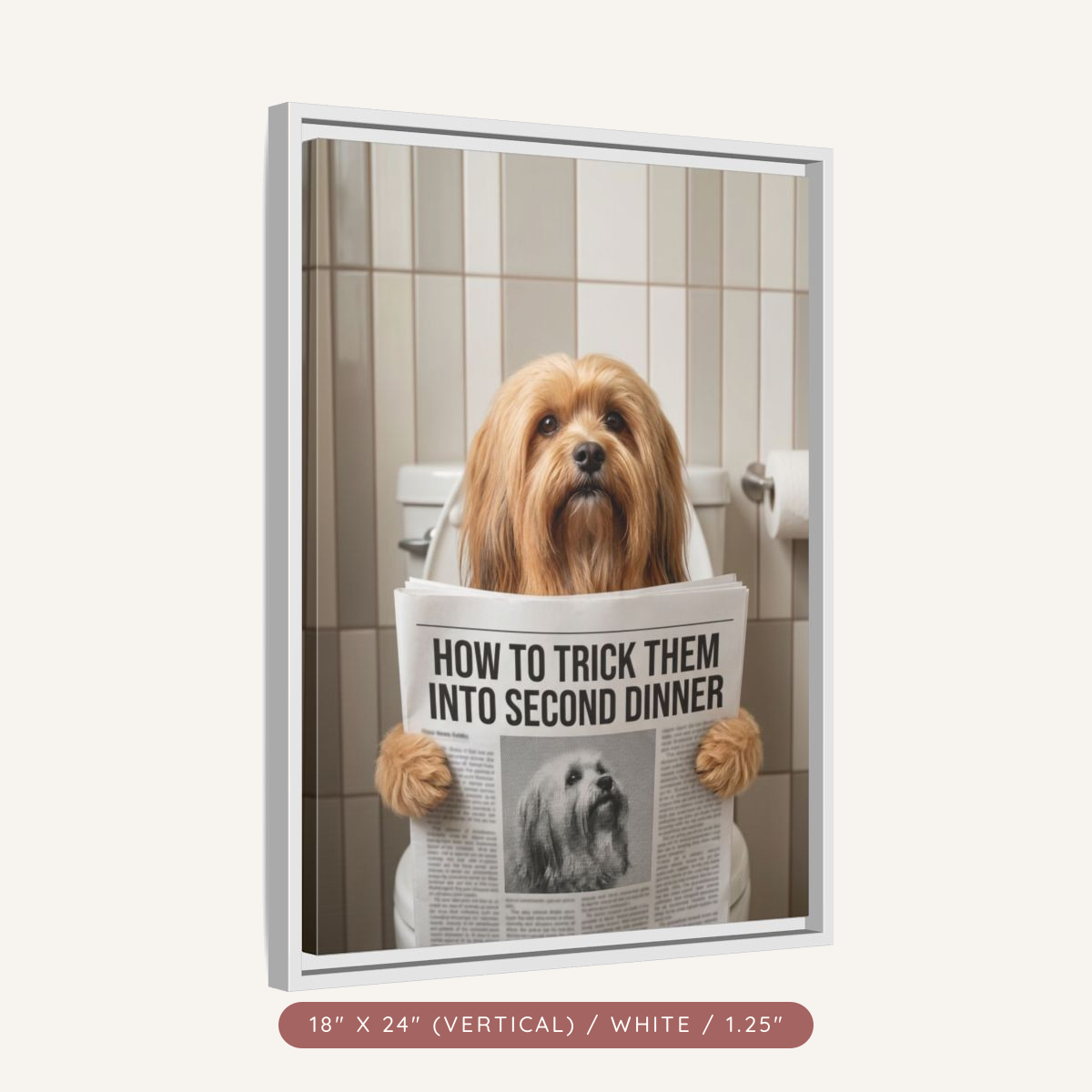 Custom Pet Portrait on Matte Canvas, Framed — The Bathroom Reader — view 41