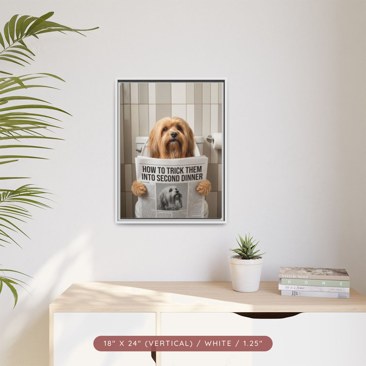 Custom Pet Portrait on Matte Canvas, Framed — The Bathroom Reader — view 45