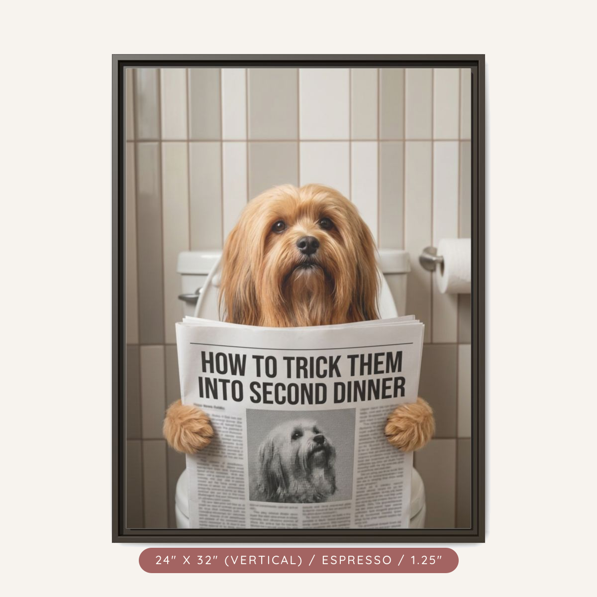 Custom Pet Portrait on Matte Canvas, Framed — The Bathroom Reader — view 51