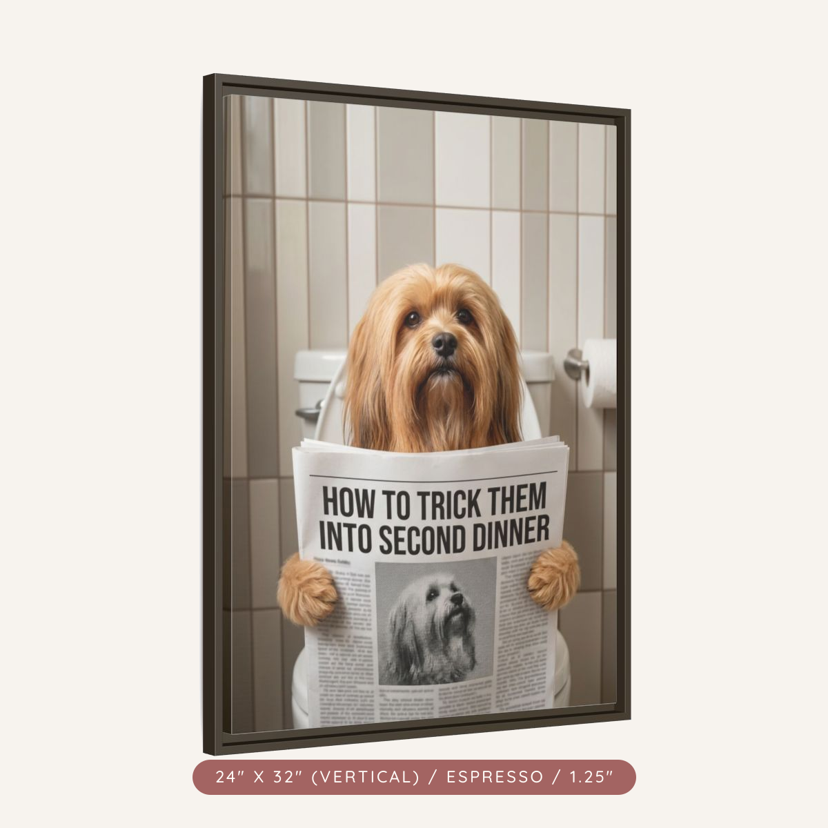 Custom Pet Portrait on Matte Canvas, Framed — The Bathroom Reader — view 55