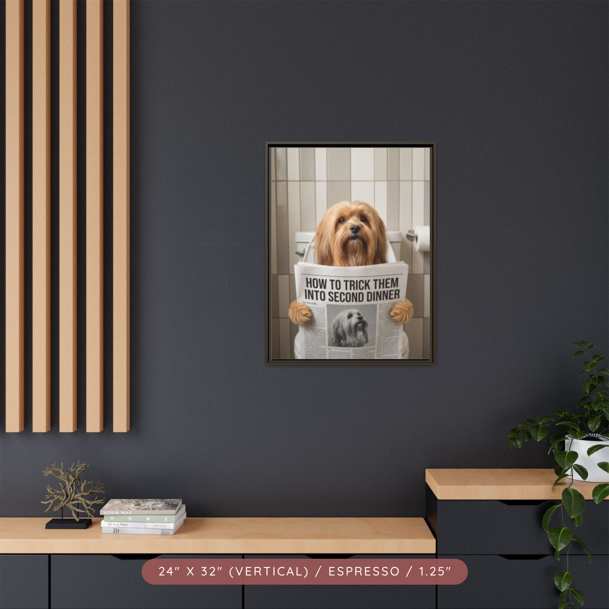 Custom Pet Portrait on Matte Canvas, Framed — The Bathroom Reader — view 63