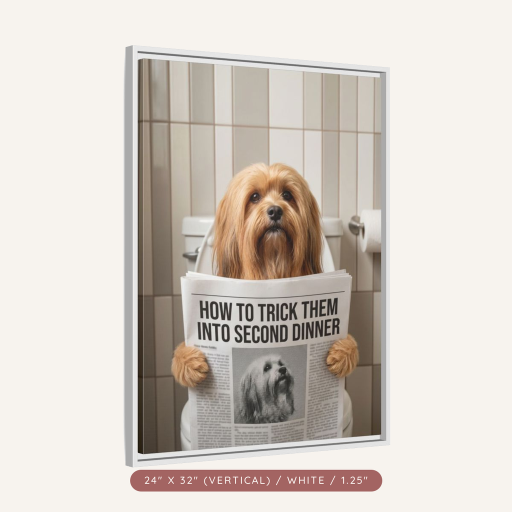 Custom Pet Portrait on Matte Canvas, Framed — The Bathroom Reader — view 54
