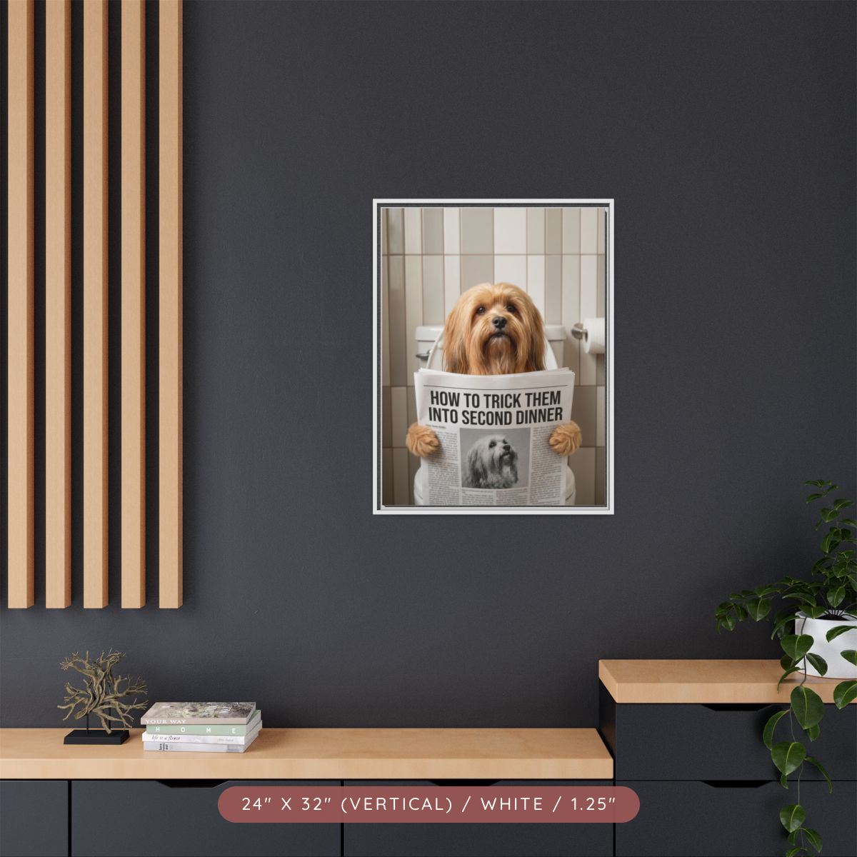 Custom Pet Portrait on Matte Canvas, Framed — The Bathroom Reader — view 62