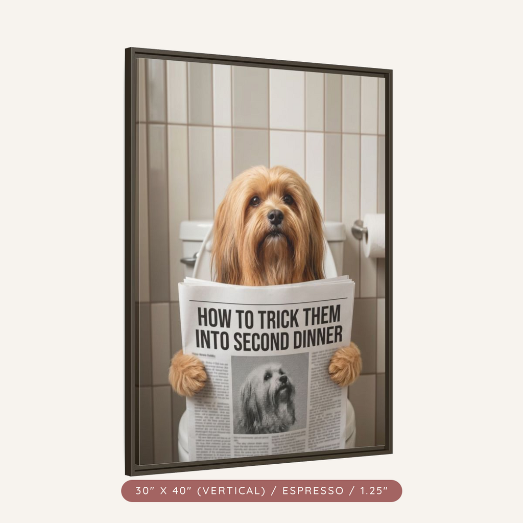 Custom Pet Portrait on Matte Canvas, Framed — The Bathroom Reader — view 72