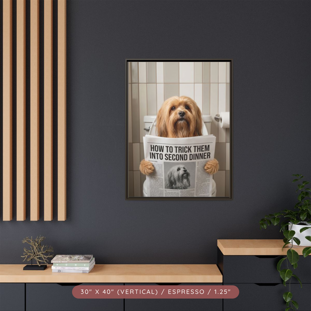Custom Pet Portrait on Matte Canvas, Framed — The Bathroom Reader — view 80