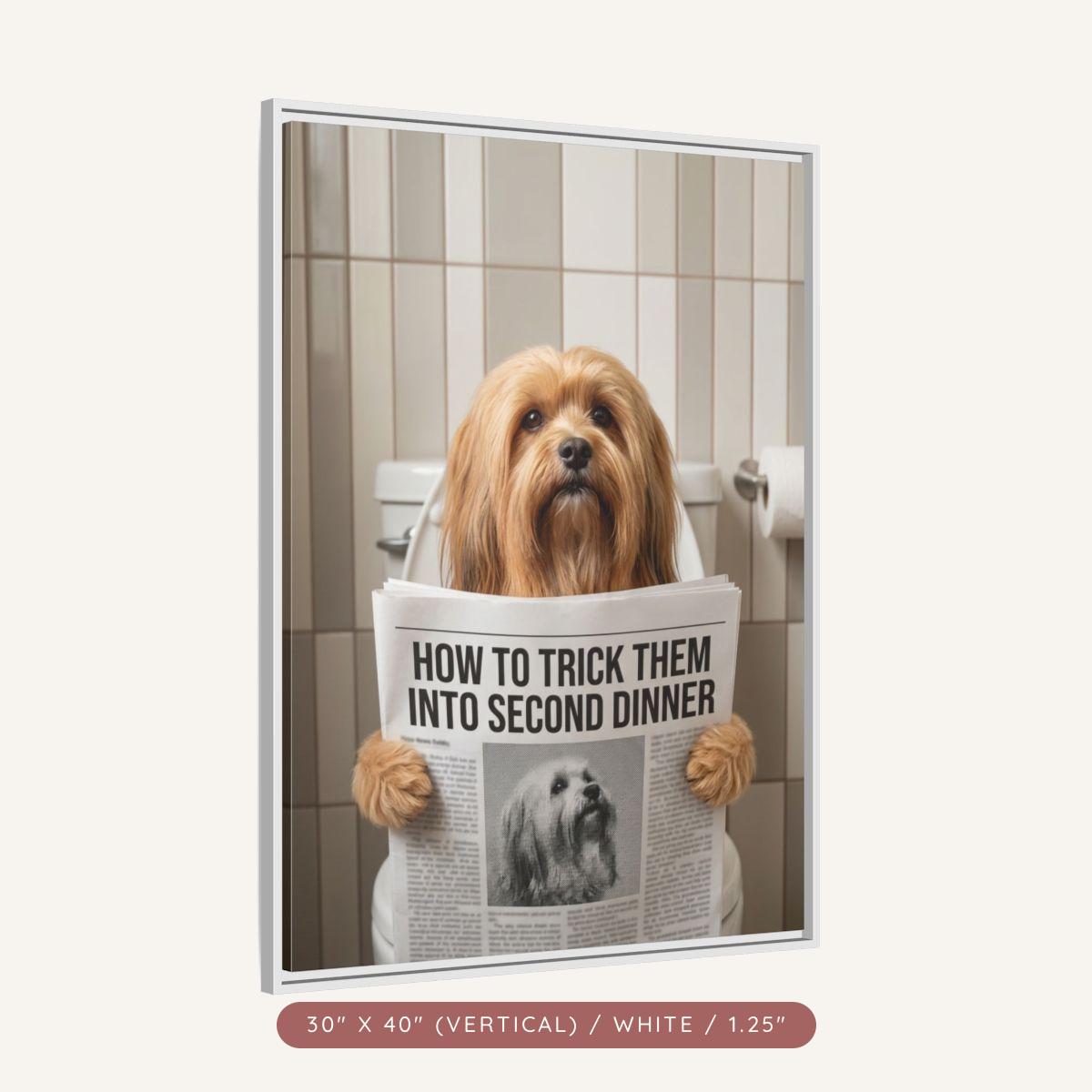 Custom Pet Portrait on Matte Canvas, Framed — The Bathroom Reader — view 71