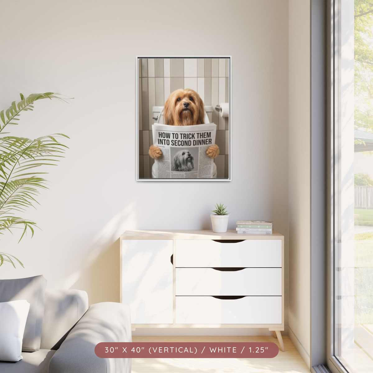 Custom Pet Portrait on Matte Canvas, Framed — The Bathroom Reader — view 75