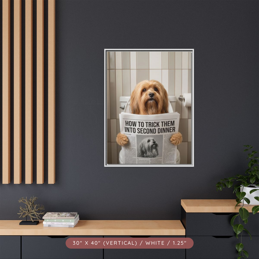Custom Pet Portrait on Matte Canvas, Framed — The Bathroom Reader — view 79