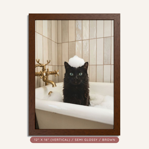 Custom Bath-Time Portrait, Framed Poster — Bubbles & Joy — view 2