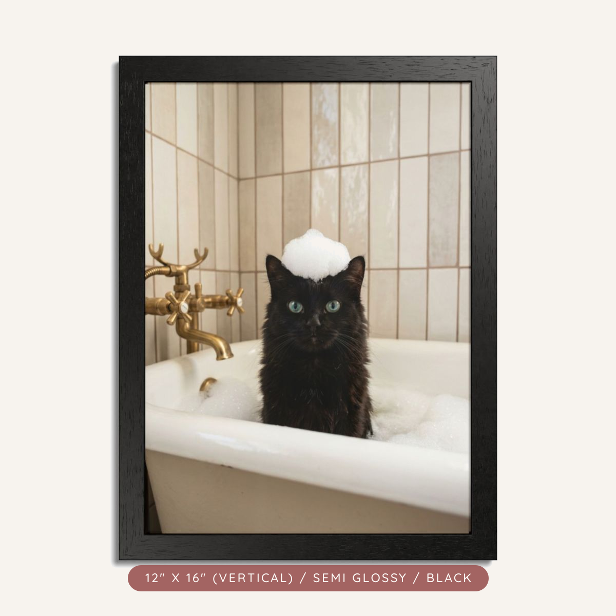 Custom Bath-Time Portrait, Framed Poster — Bubbles & Joy — view 3