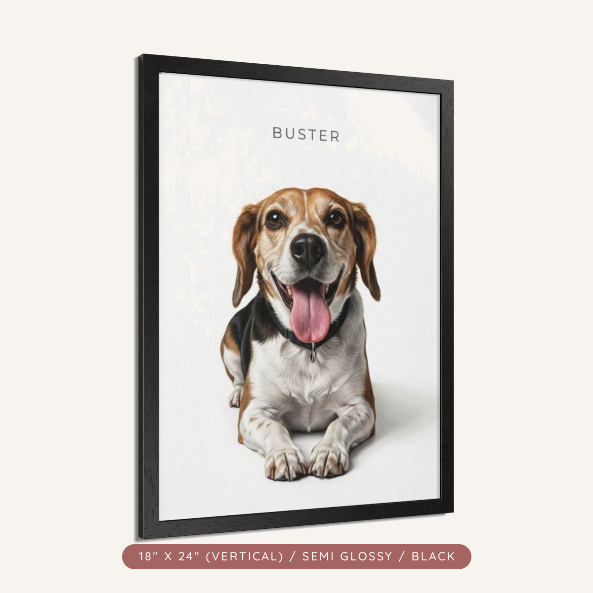 Custom Pet Portrait from Photo, Framed Print — Lying Down, Looking Up — view 13