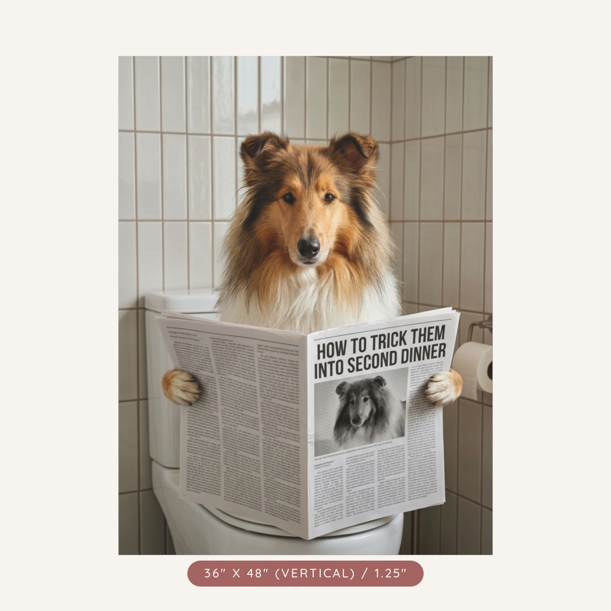 Custom Pet Portrait on Matte Canvas — Bathroom Reading — view 27