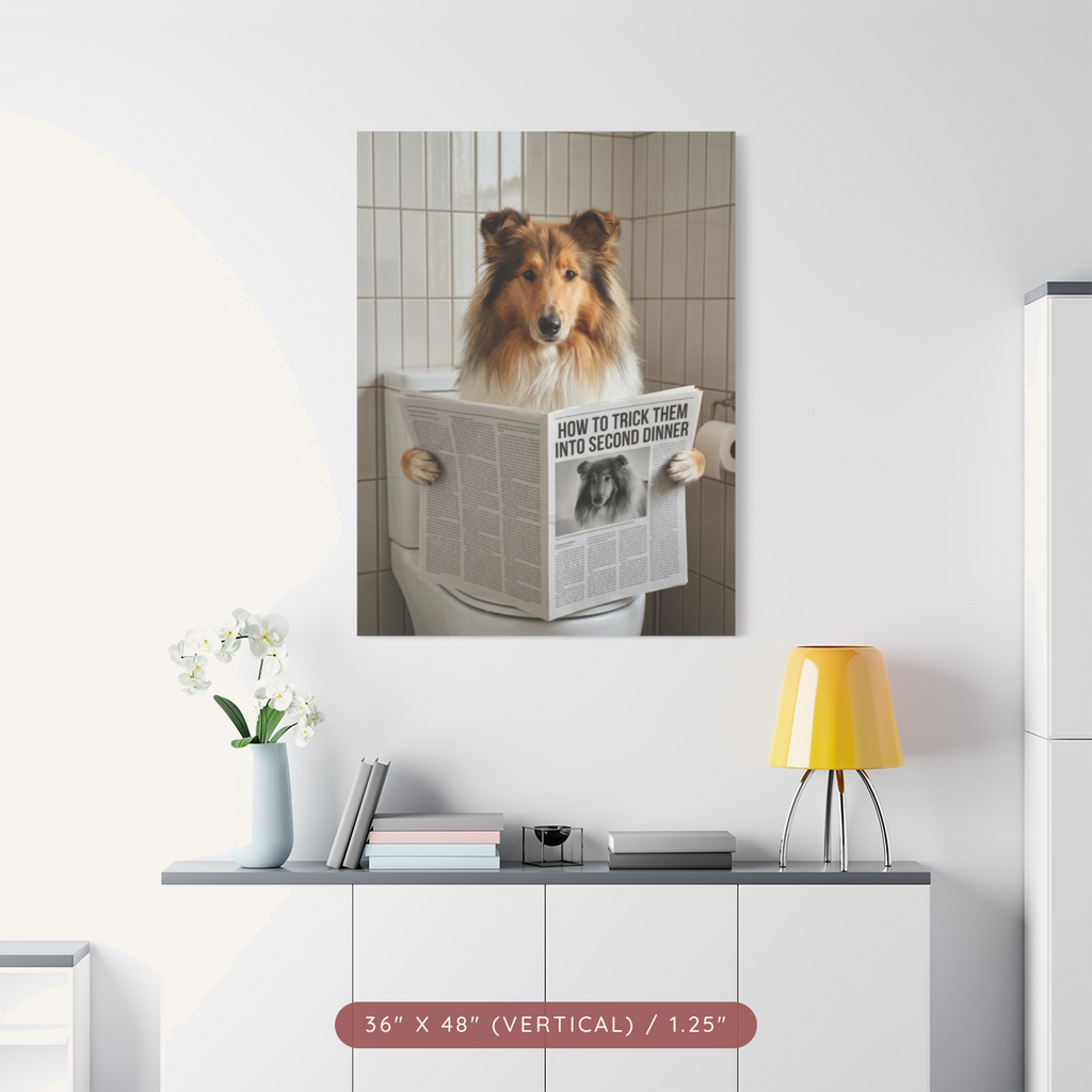 Custom Pet Portrait on Matte Canvas — Bathroom Reading — view 29
