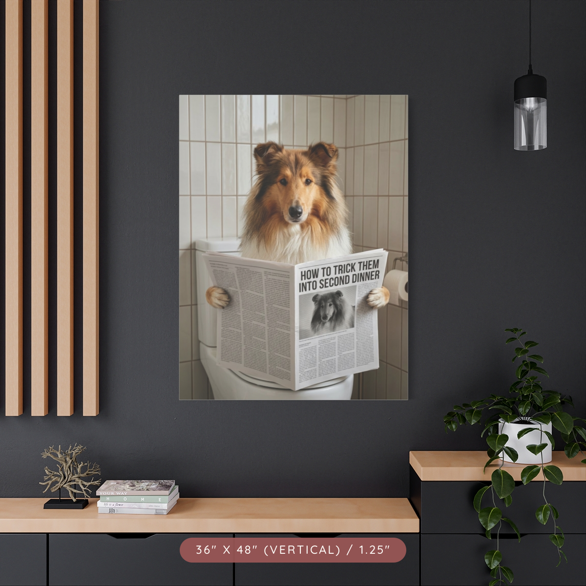 Custom Pet Portrait on Matte Canvas — Bathroom Reading — view 30
