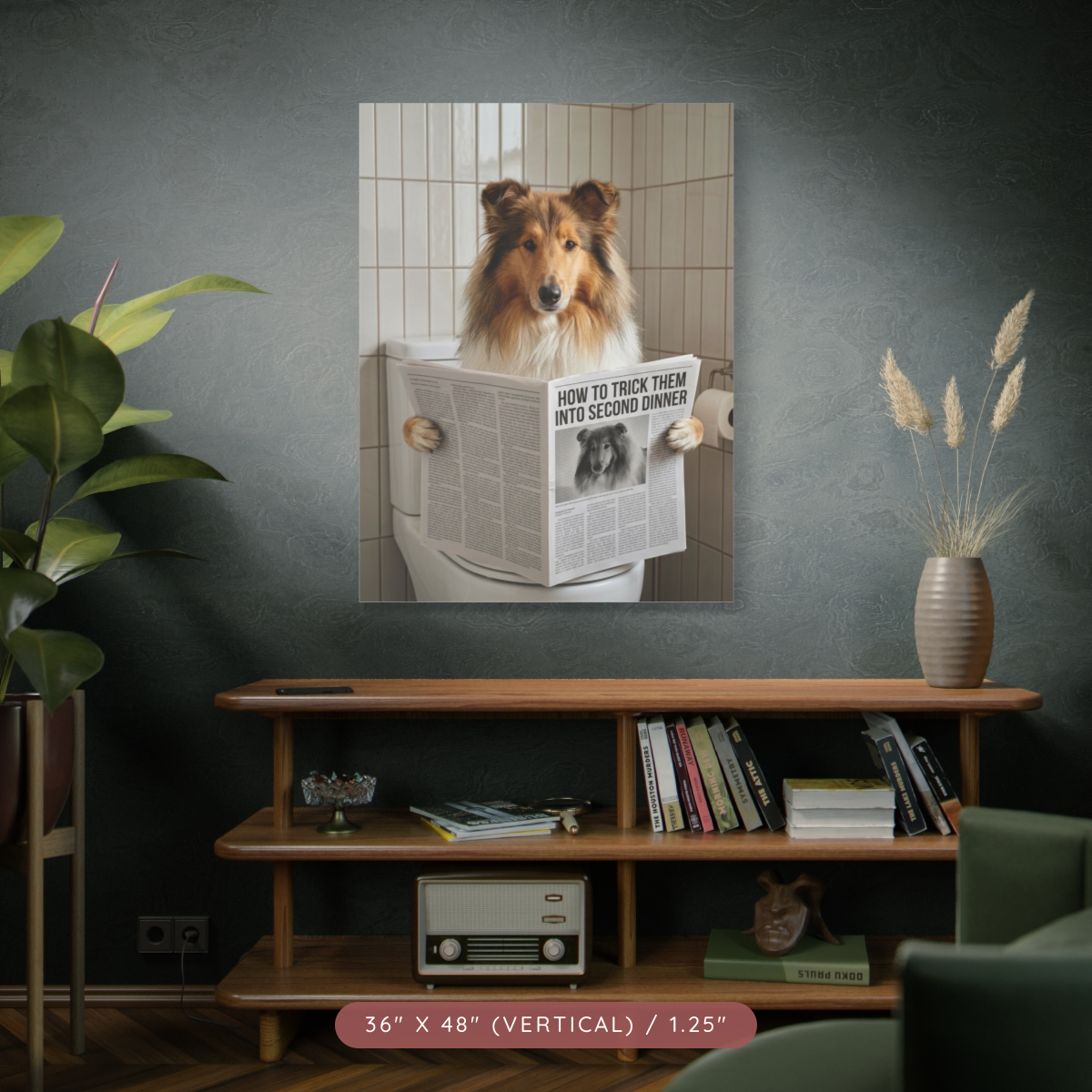 Custom Pet Portrait on Matte Canvas — Bathroom Reading — view 31