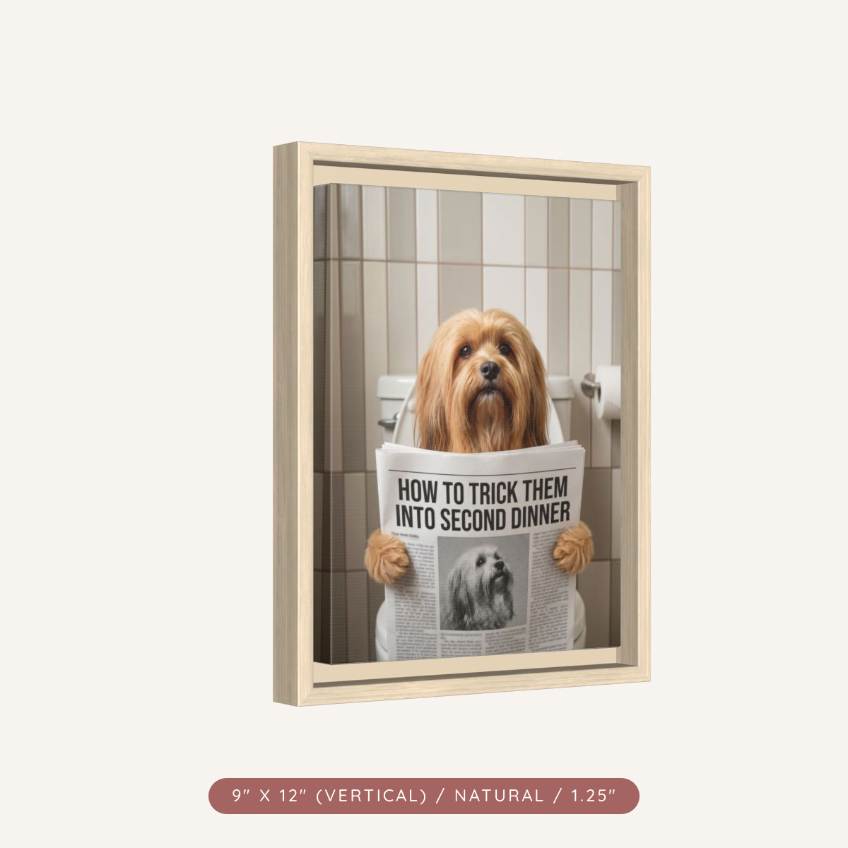 Custom Pet Portrait on Matte Canvas, Framed — The Bathroom Reader — view 8