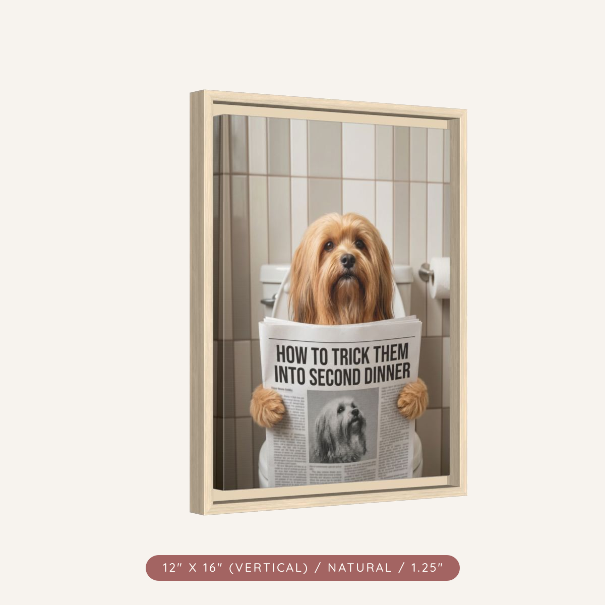 Custom Pet Portrait on Matte Canvas, Framed — The Bathroom Reader — view 25