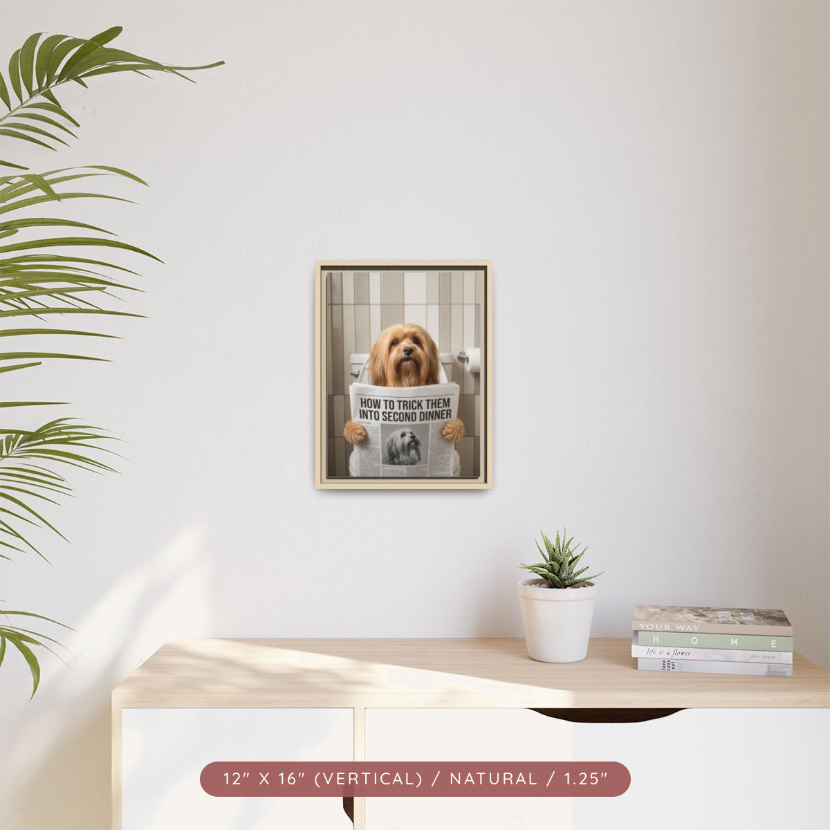 Custom Pet Portrait on Matte Canvas, Framed — The Bathroom Reader — view 29