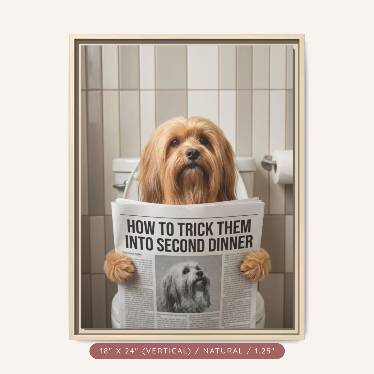 Custom Pet Portrait on Matte Canvas, Framed — The Bathroom Reader — view 34