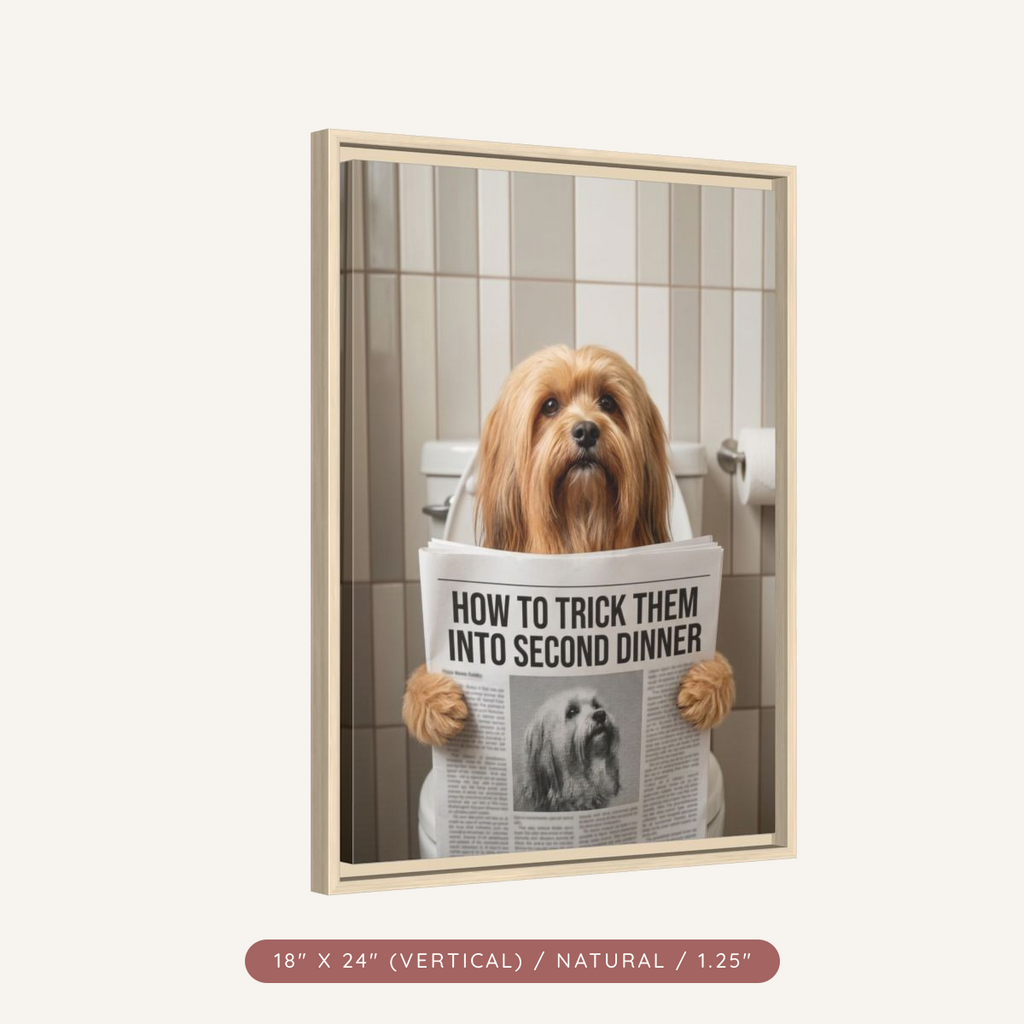 Custom Pet Portrait on Matte Canvas, Framed — The Bathroom Reader — view 38