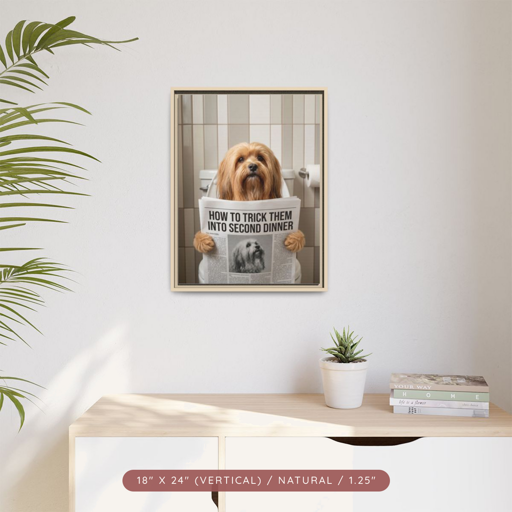 Custom Pet Portrait on Matte Canvas, Framed — The Bathroom Reader — view 42