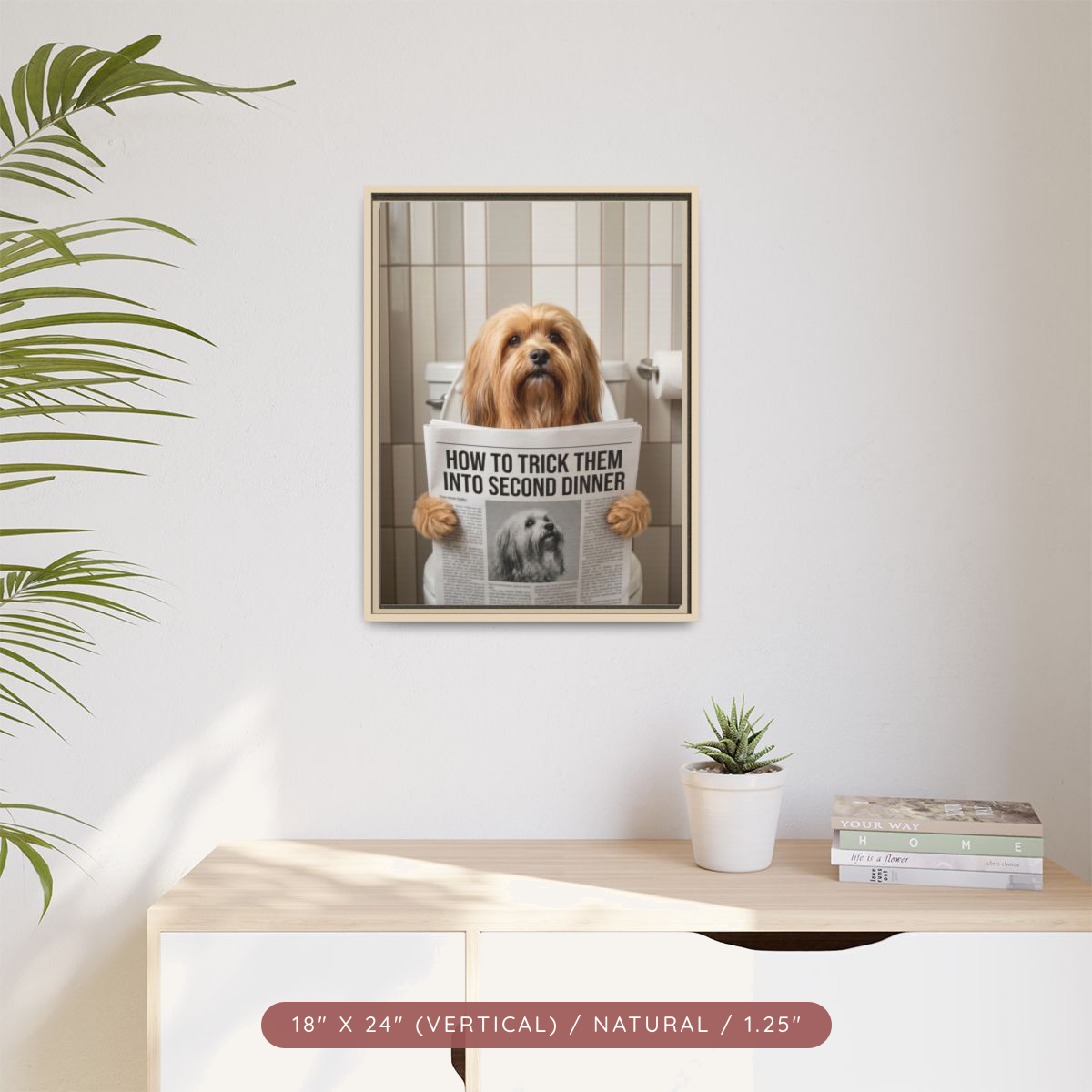 Custom Pet Portrait on Matte Canvas, Framed — The Bathroom Reader — view 42