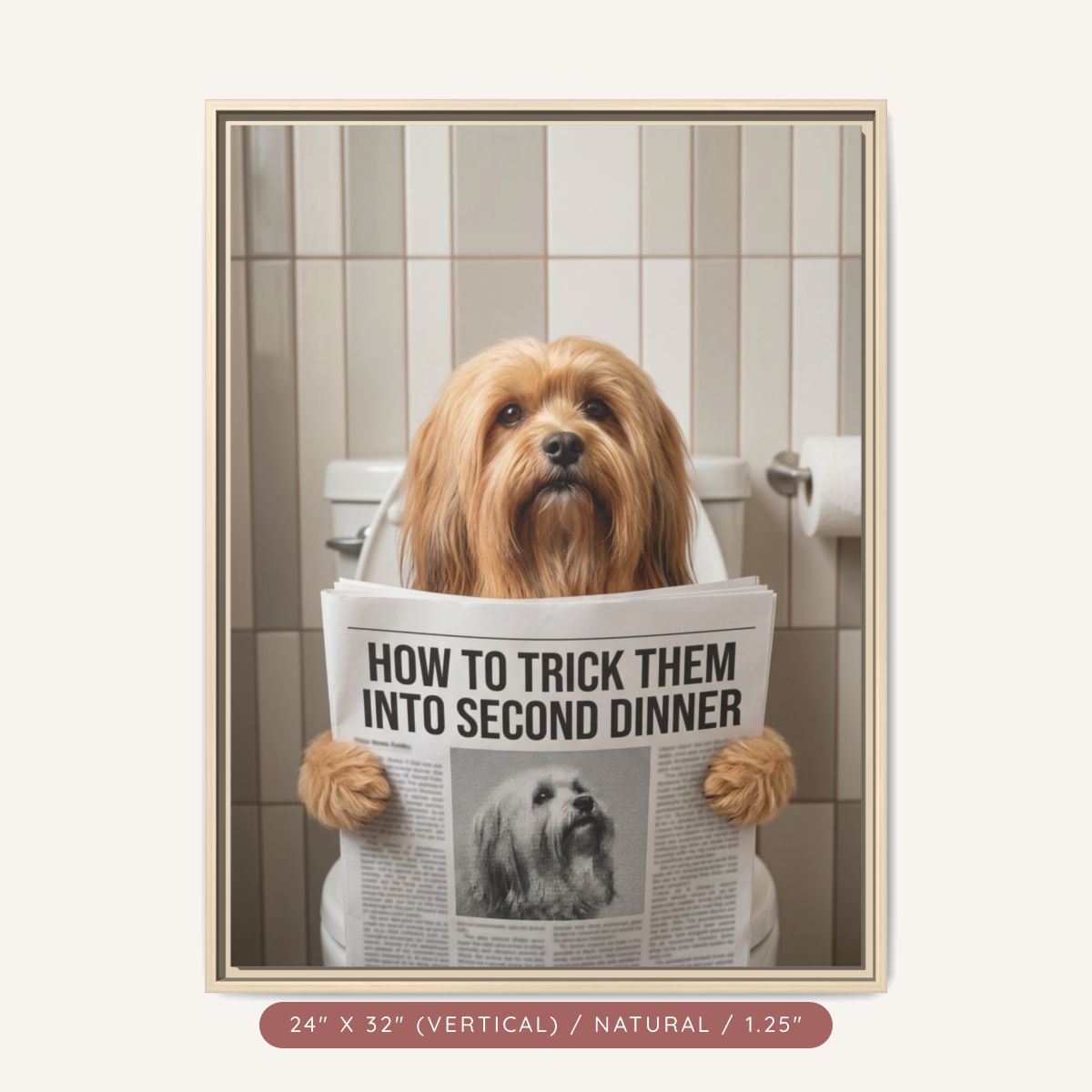 Custom Pet Portrait on Matte Canvas, Framed — The Bathroom Reader — view 52