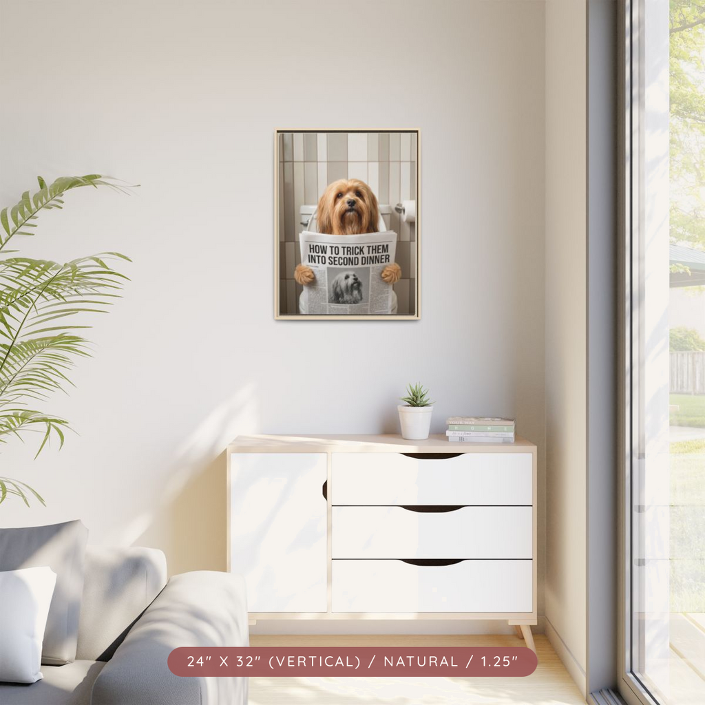 Custom Pet Portrait on Matte Canvas, Framed — The Bathroom Reader — view 60