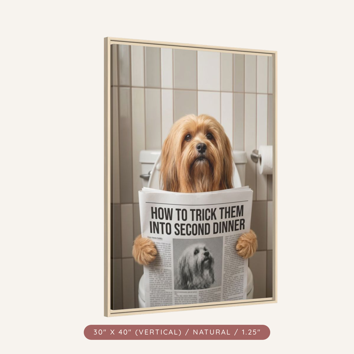 Custom Pet Portrait on Matte Canvas, Framed — The Bathroom Reader — view 70