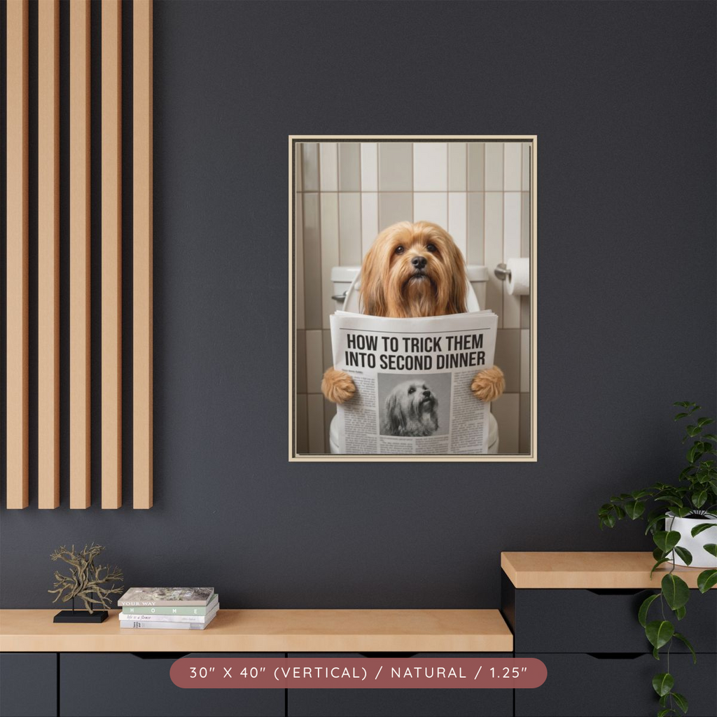 Custom Pet Portrait on Matte Canvas, Framed — The Bathroom Reader — view 78